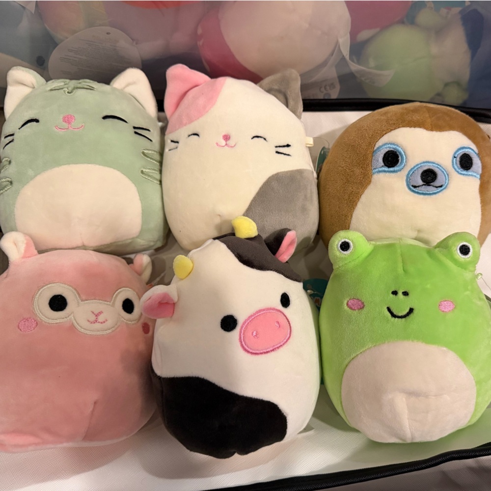 Squishmallows Plush Animal Toy Set - Green, Pink, Brown